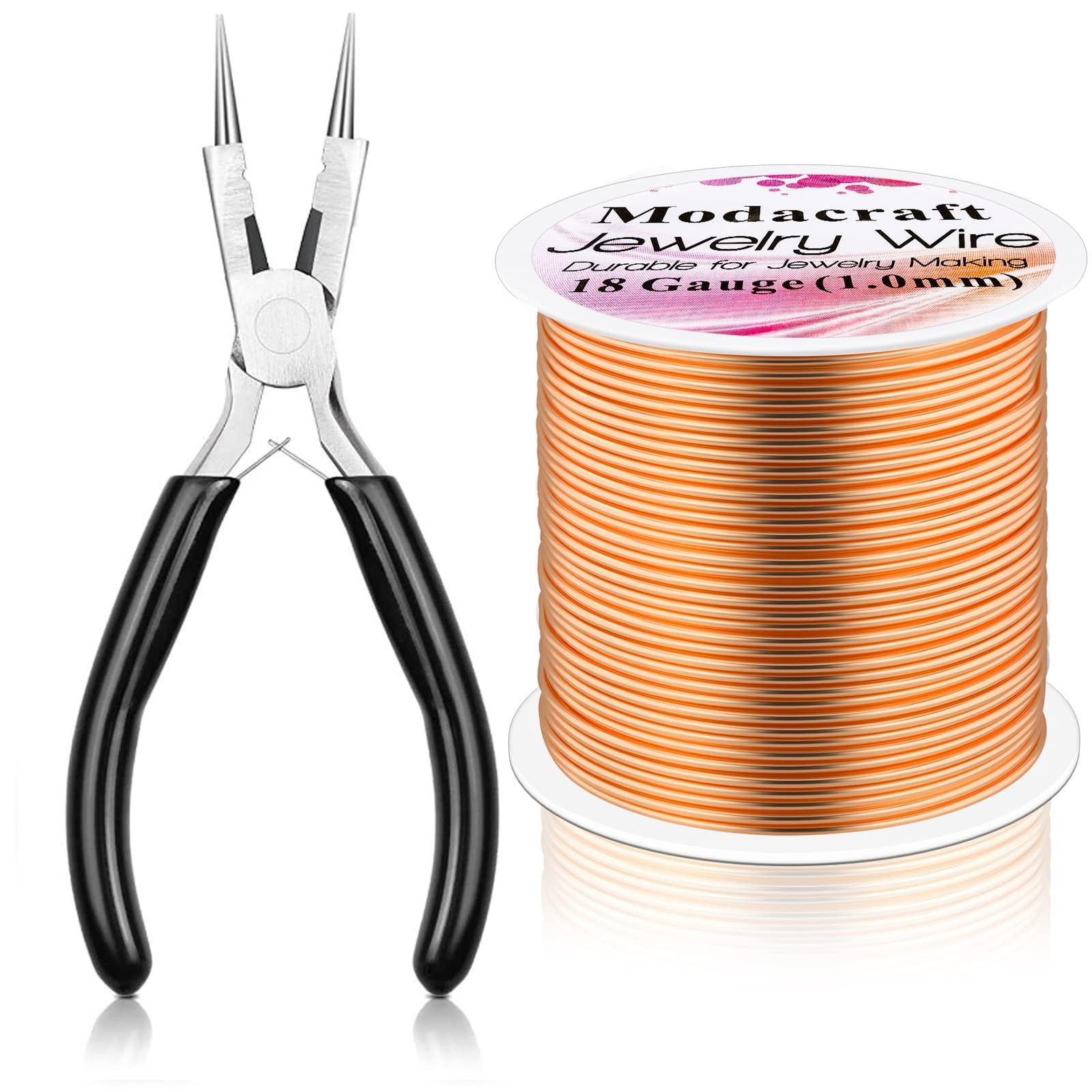Modacraft 18 Gauge Copper Wire for Jewelry Making with 4 in 1 Plier, 65Ft/1mm...