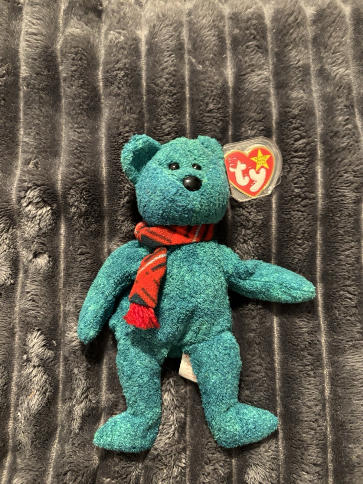 Ty Beanie Baby Wallace Bear 1999 Scottish Tartan Scarf w/ Tag Protector