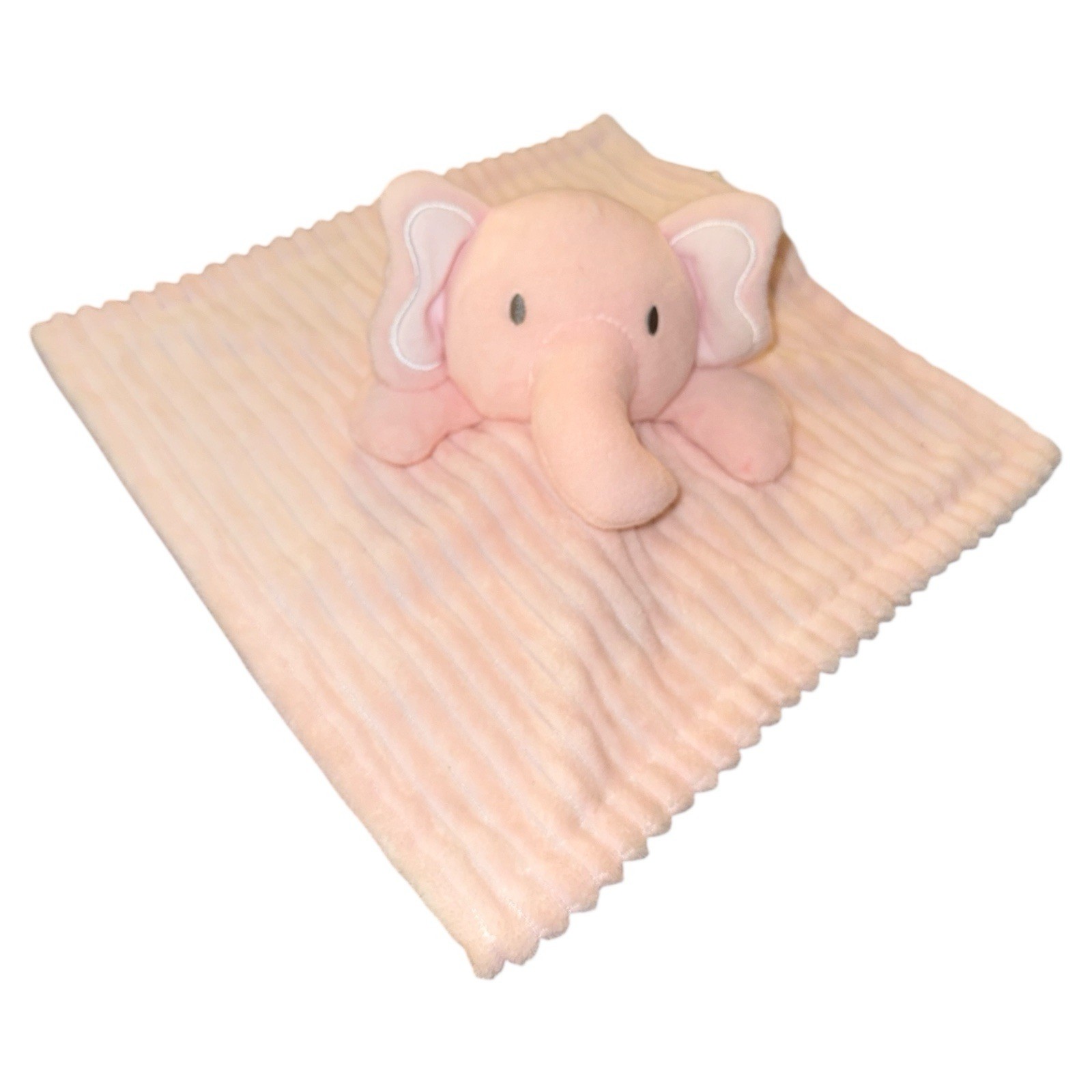 Modern Baby Pink Elephant Lovey Blanket Ribbed Sweater Hearts Snuggle Security