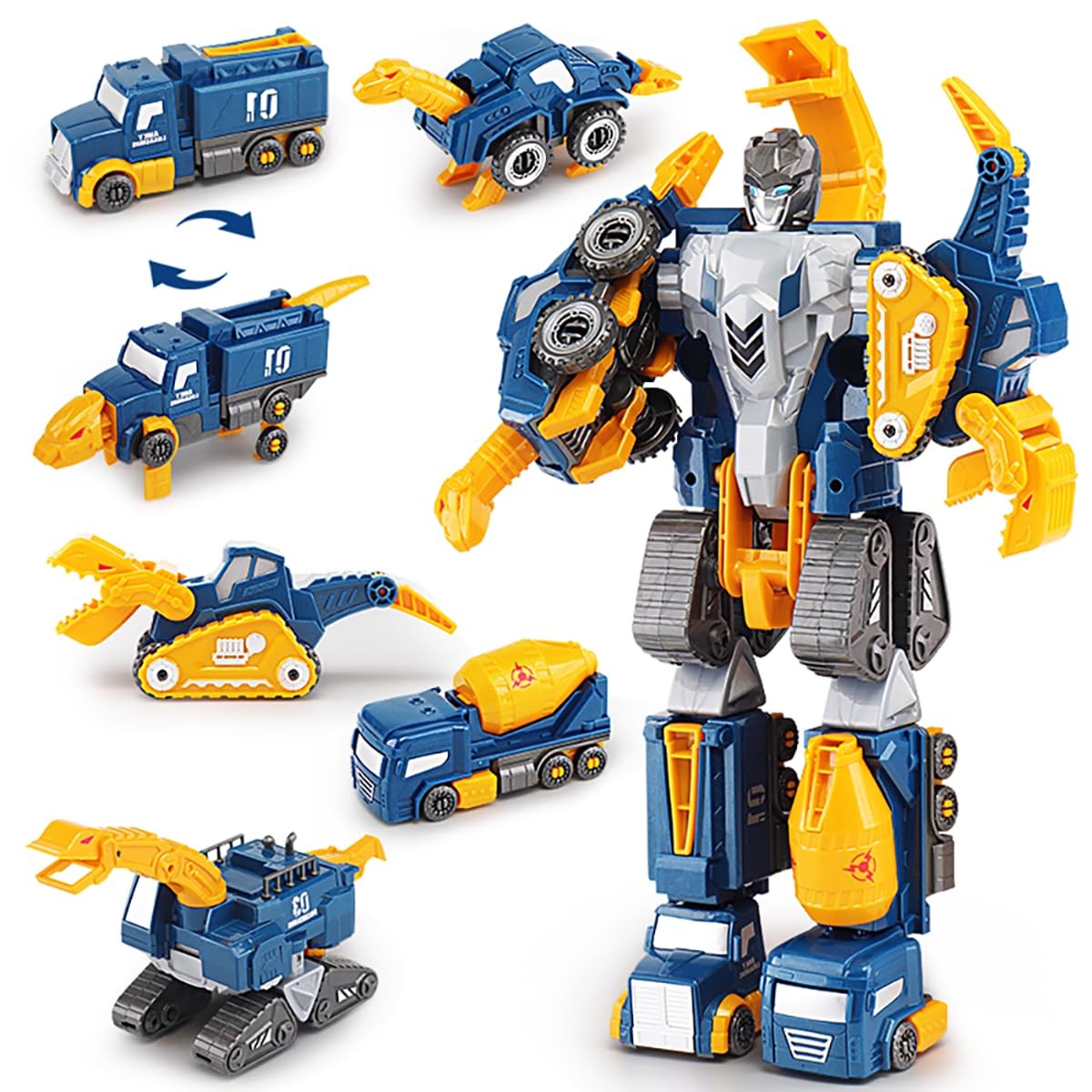 Construction Trucks Toy Dinosaur Vehicles Magnetic Set, 5in1 Educational STEM...