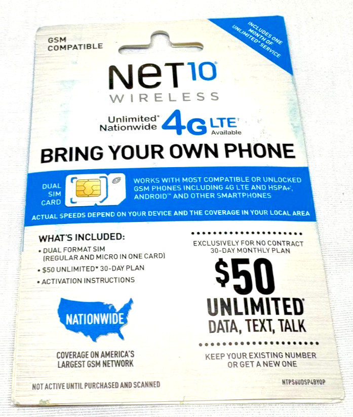 Net10 Wireless Bring Your Own Phone Activation Kit - NEW