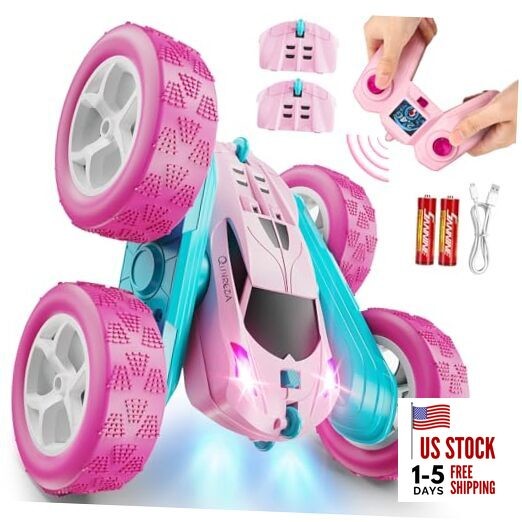 RC Cars Remote Control Car for Girls, 2.4 GHZ Double Sided RC Stunt Car Pink