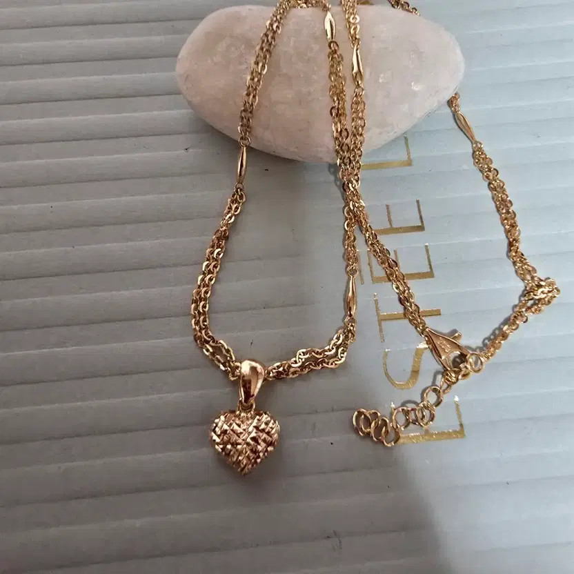 18k Rose Gold Heart Double Necklace 42+2cm