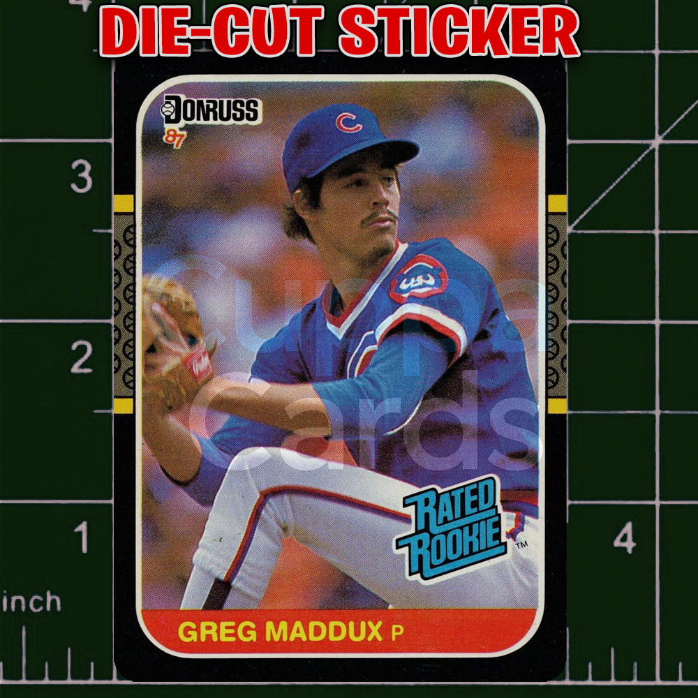 Greg Maddux, 1987 Donruss Rated Rookie Card RC #36 | Die-Cut Replica Sticker