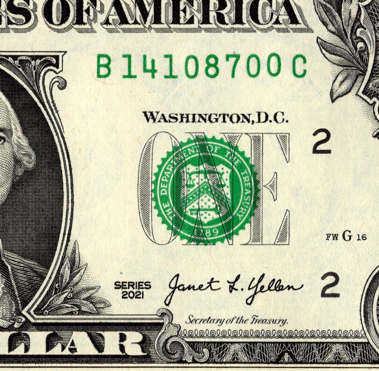 BIRTHDAY NOTE OCT 14 87 FANCY SERIAL NUMBER ONE DOLLAR B14108700C UNC