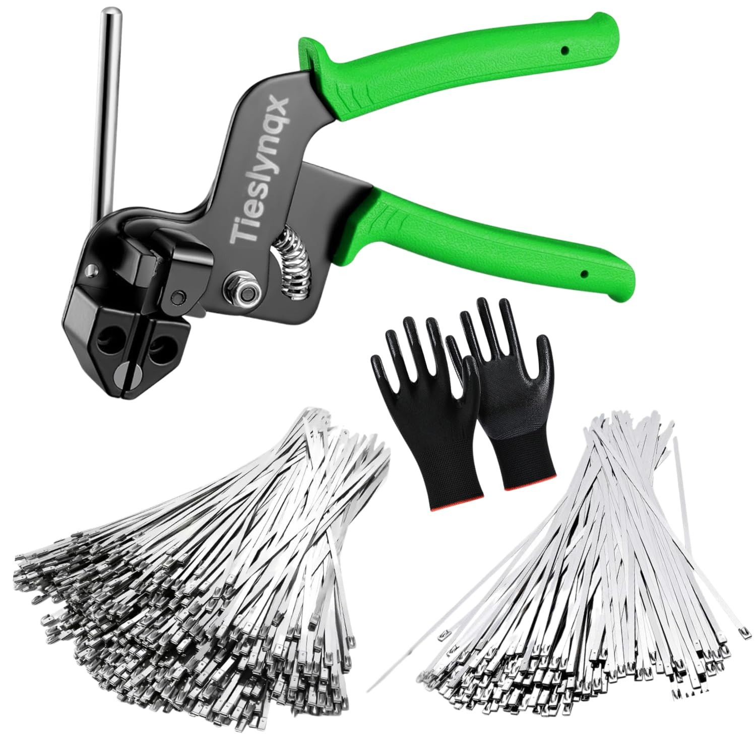 StainlessSteel Cable Tie Gun Set with 200PCS Ties - Special Tool For Fastenin...