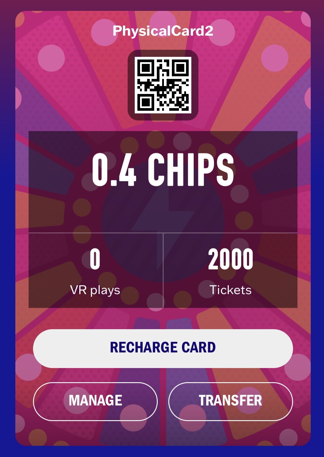 Dave and Buster Collectable Power Card - 2000 Tickets Each Card - 3 Available.