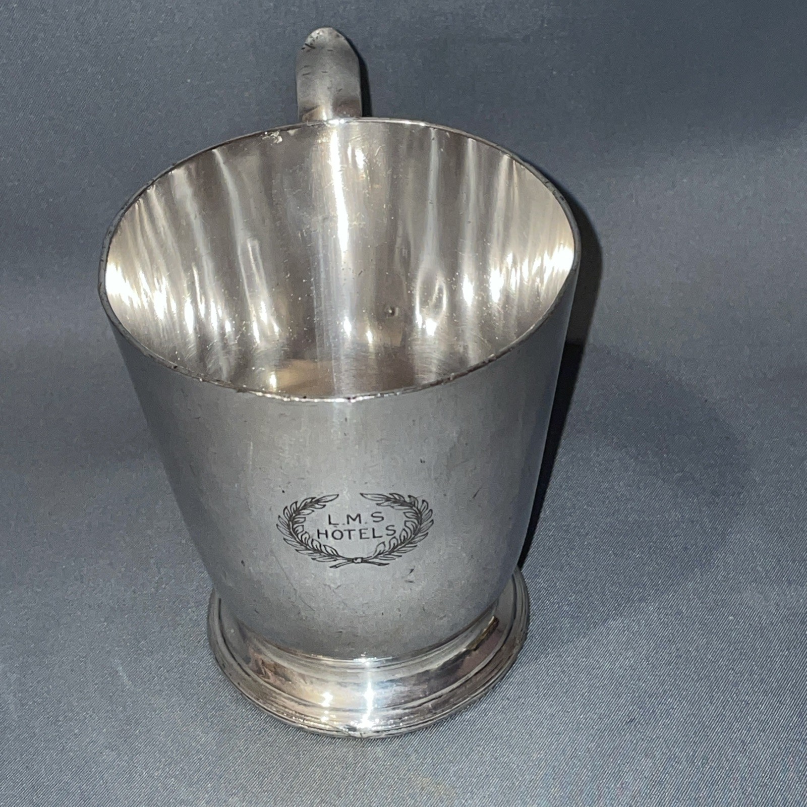 LMS Hotels Half Pint Tankard Silver Plate by Mappin & Webb Crown Mark