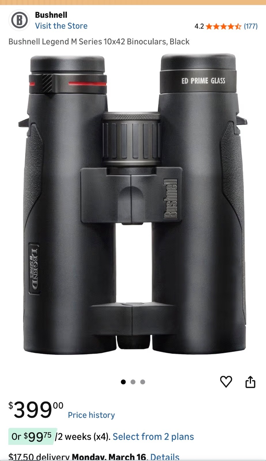 Bushnell Legend M-Series 10x42 Binocular - Black (‎199104) Hunting Birding