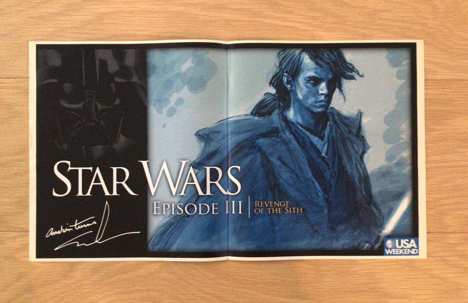 Rare 2005 Star Wars Signed by Lucas USA Weekend Promo Poster Anakin Vintage Art
