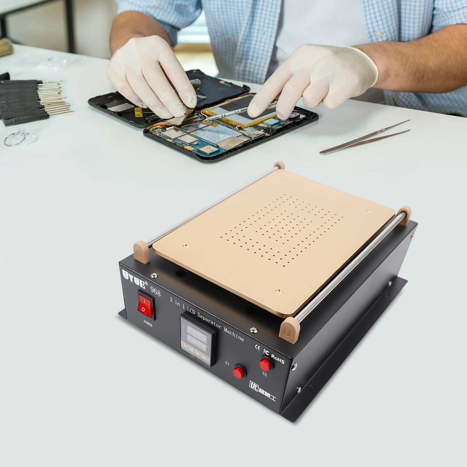 14" LCD Touchscreen Hot Plate Glass Vacuum Separator Cellphone ipad Repair Tool