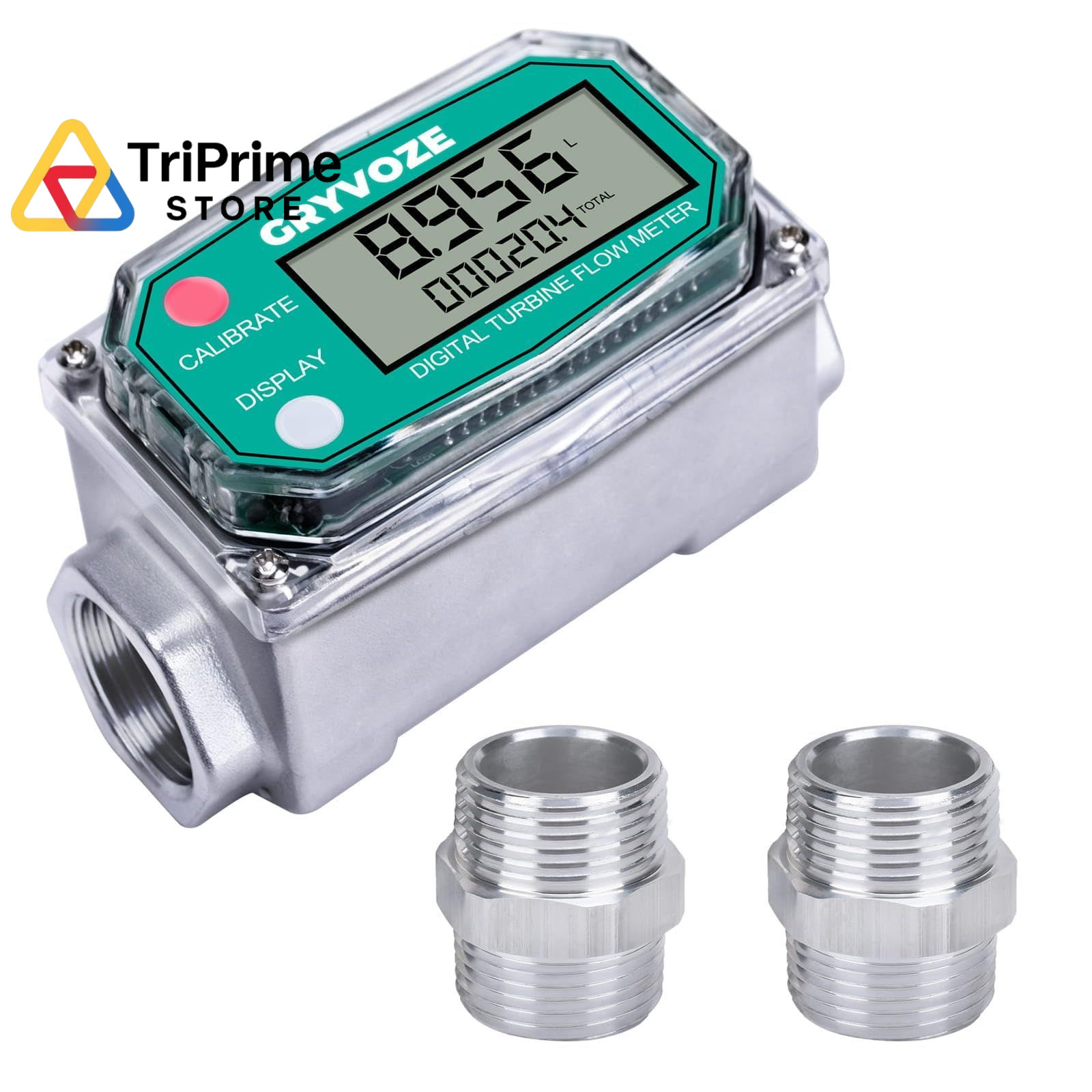 GRYVOZE 3/4 Inch Digital Turbine Water Fuel Flow Meter with NPT... 
