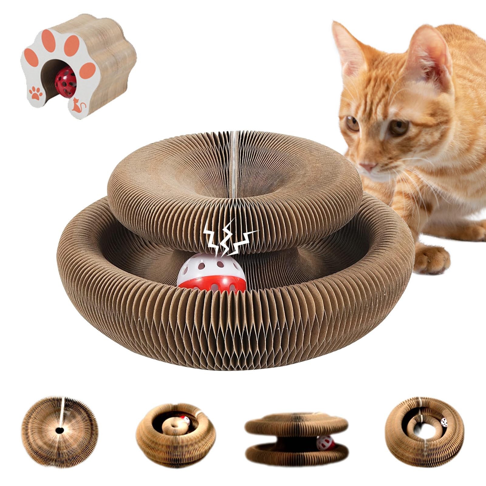 Cat Toy, Magic Organ Cat Scratch Board, Compact Cats Accordion Toy, Interacti...