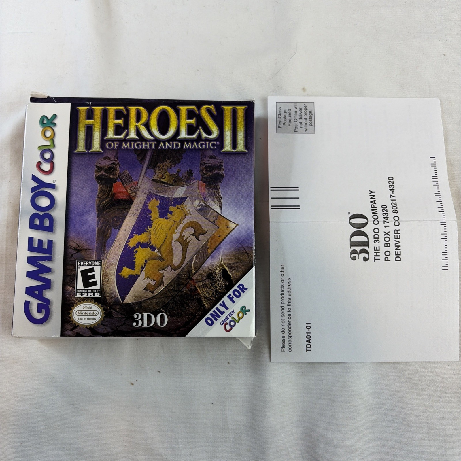 Gameboy Color Heroes of Might and Magic II Box and Registration ONLY