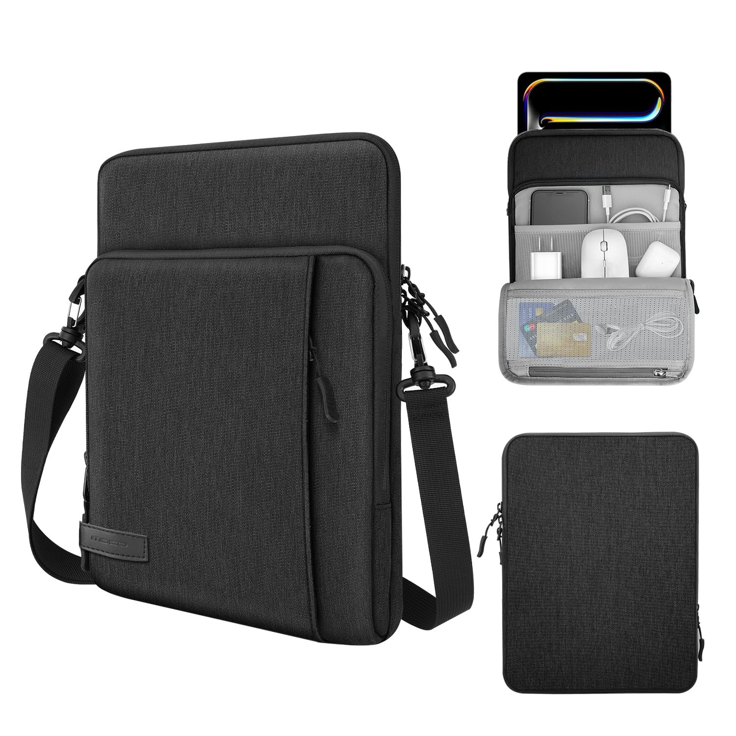 MoKo 10-13 Inch Tablet Sleeve Bag Carrying Case with 12.9 inch, Black & Gray 