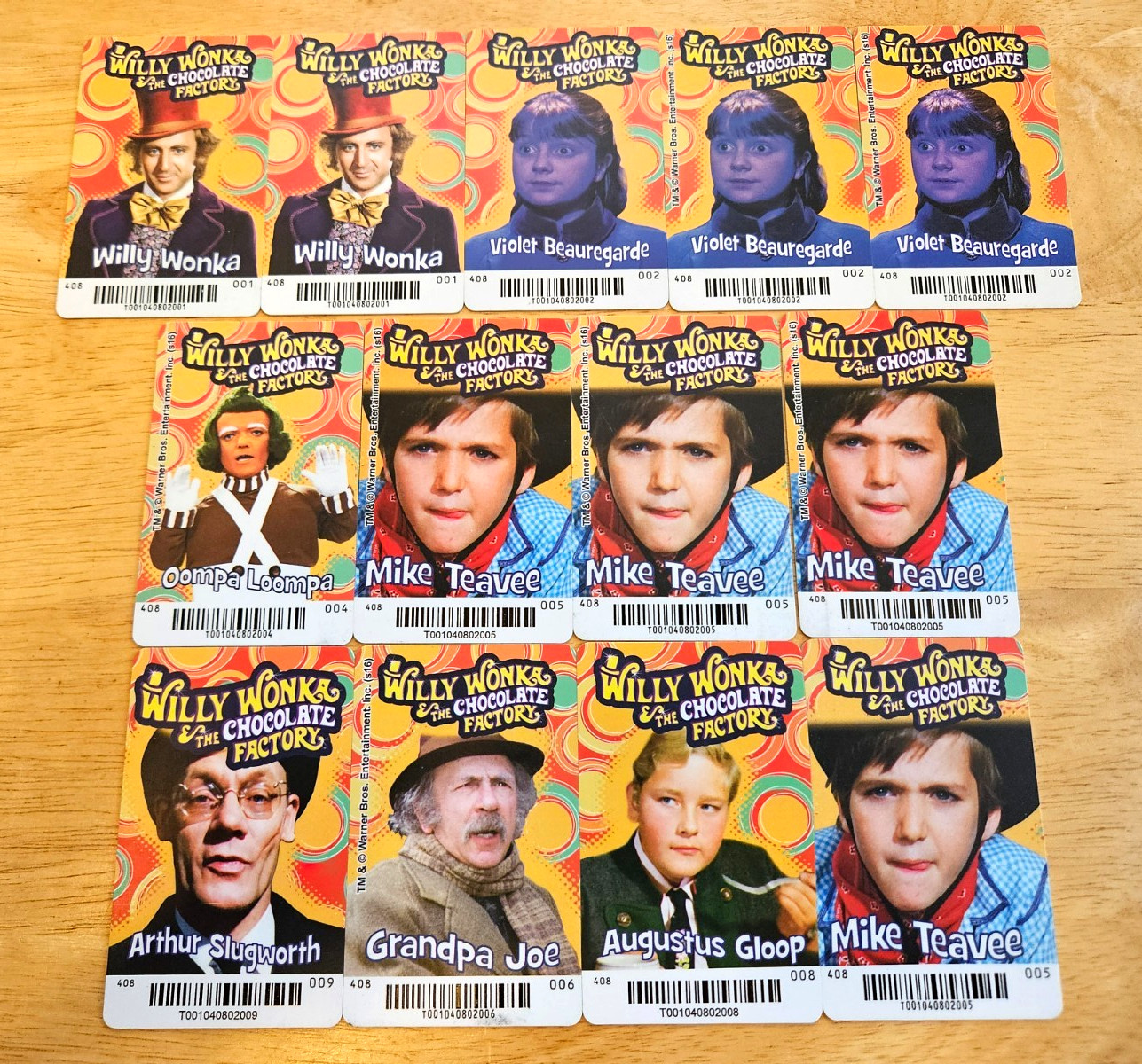 (13x) Willy Wonka Coin Pusher Cards - Arcade Game with TO BARCODES - Lot