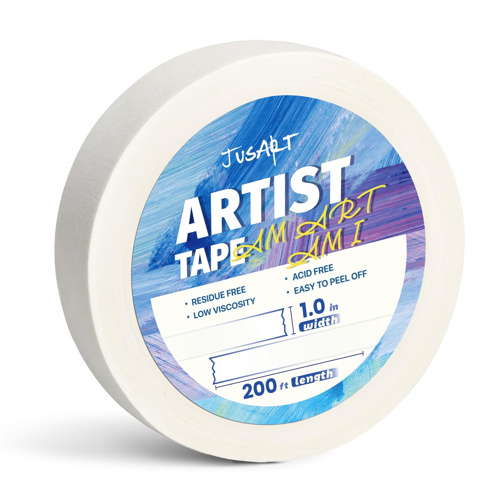 Artist Tape for Watercolor Paper, 1inch Wide 200FT Long, White Art Tape for M...