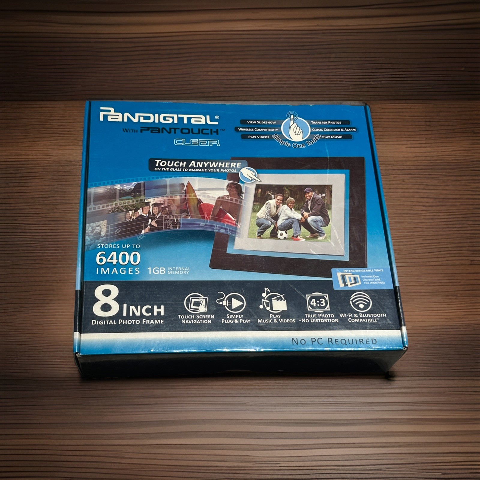 PANDIGITAL WITH PANTOUCH CLEAR 8 INCH DIGITAL PHOTO FRAME 1GB MEMORY NOB