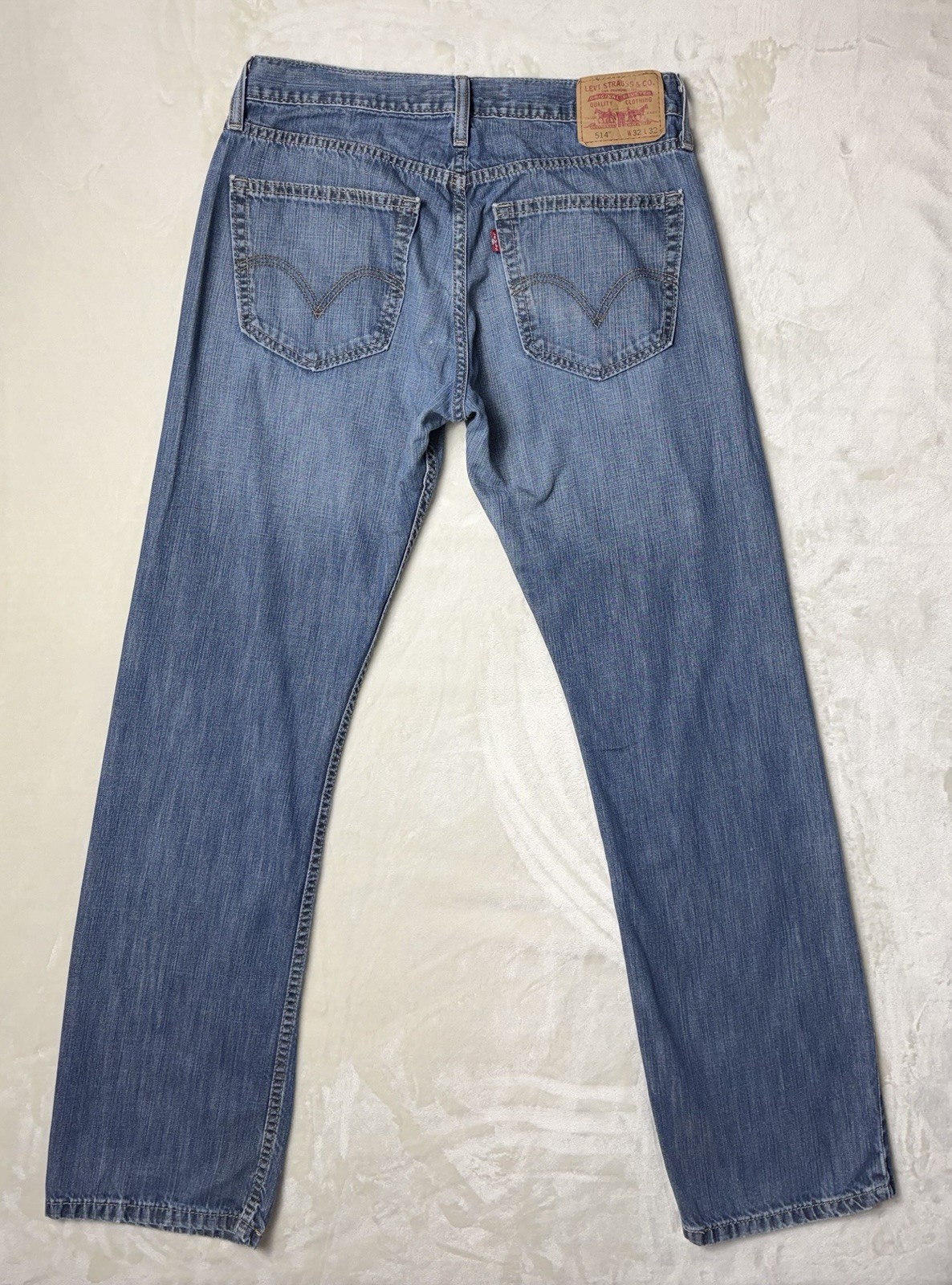 Levi's 514 Jeans W32 x L32 Slim Straight 100% Cotton Denim Blue Jeans 32x32