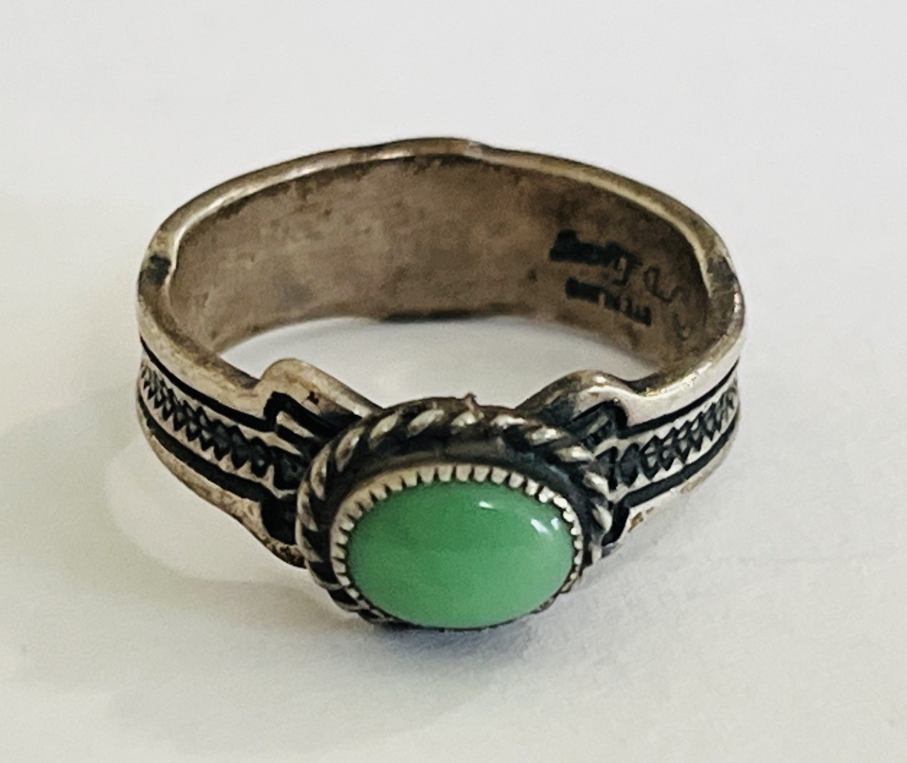 Vintage Don Lucas Signed Navajo Sterling Silver Variscite Ring Size 6