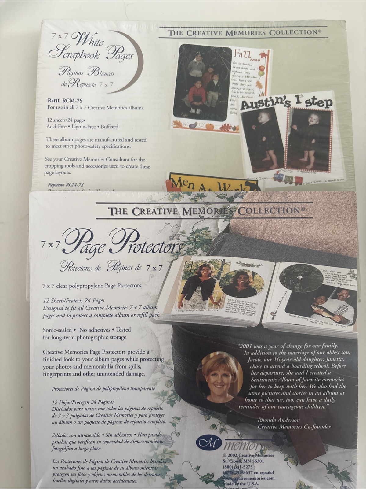 NEW Creative Memories 7x7 White Scrapbook Pages & 7x7 Page Protectors - 12/pack