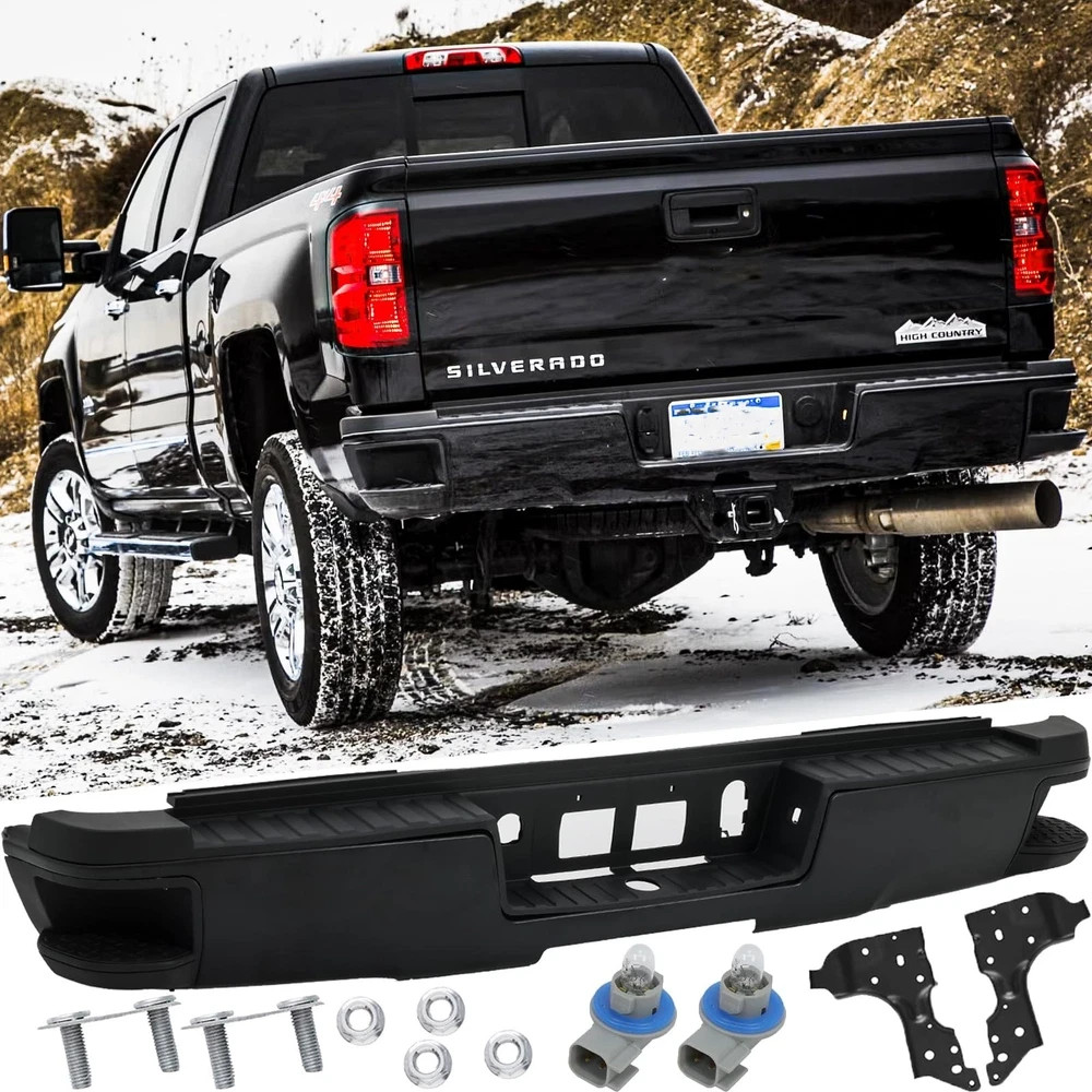 Rear Steel Step Bumper Assembly for 2014-2018 Chevy Silverado 1500 & GMC Sierra