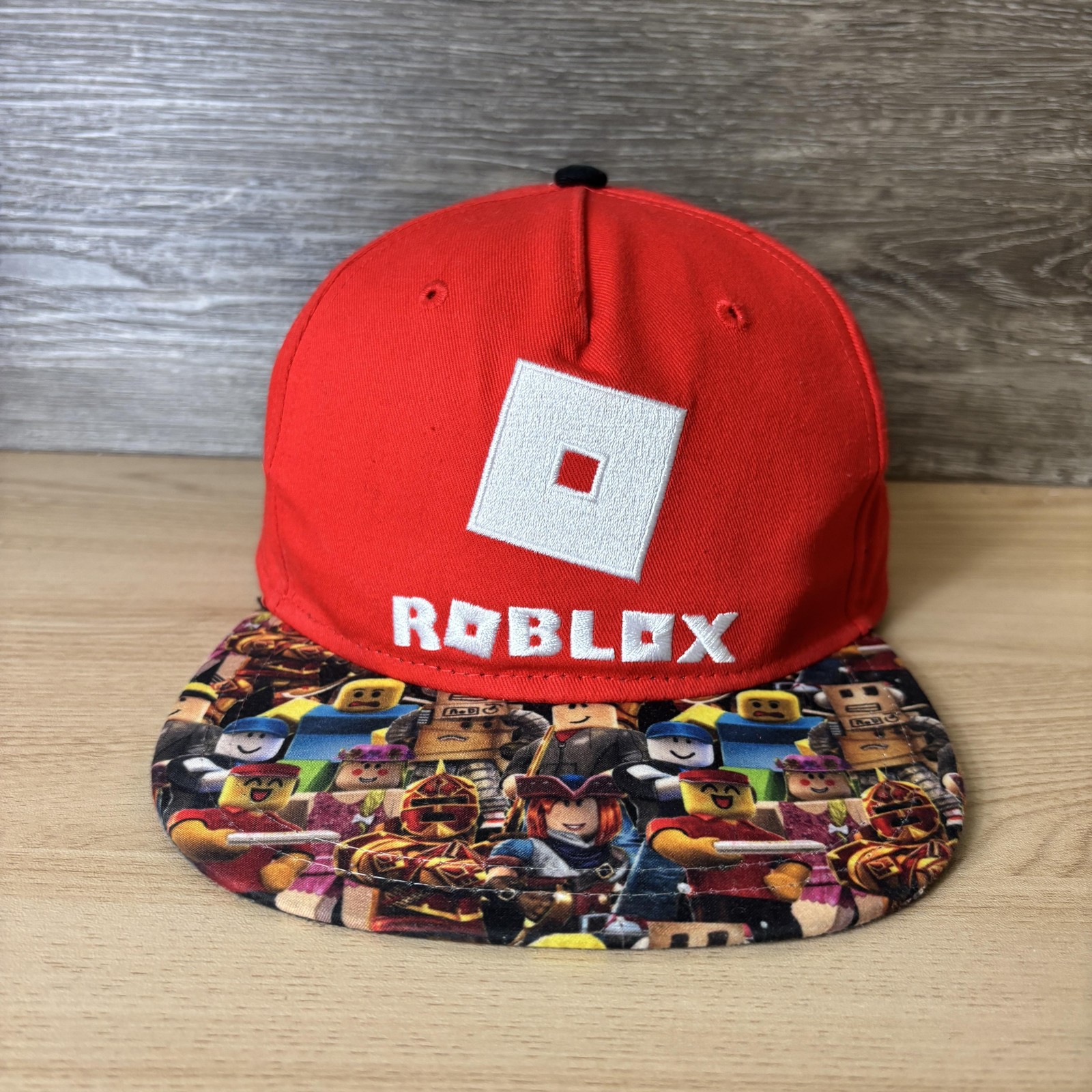 Roblox Snapback Hat Youth Red Graphic Brim Adjustable Cap Light Wear Gamer Kids