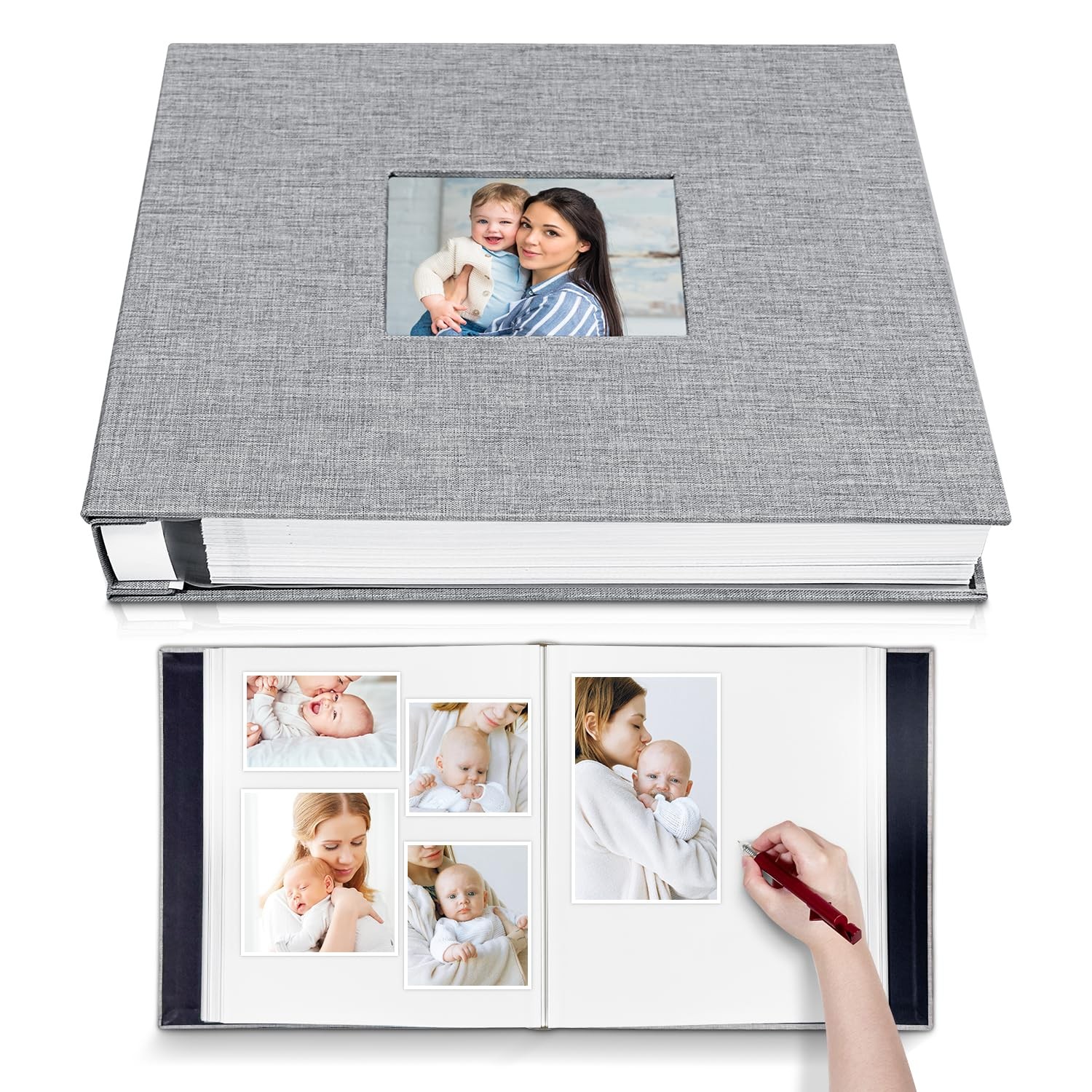 HoneyTolly Large Photo Album Self Adhesive with 11"x10.6" 40Pages, Grey 