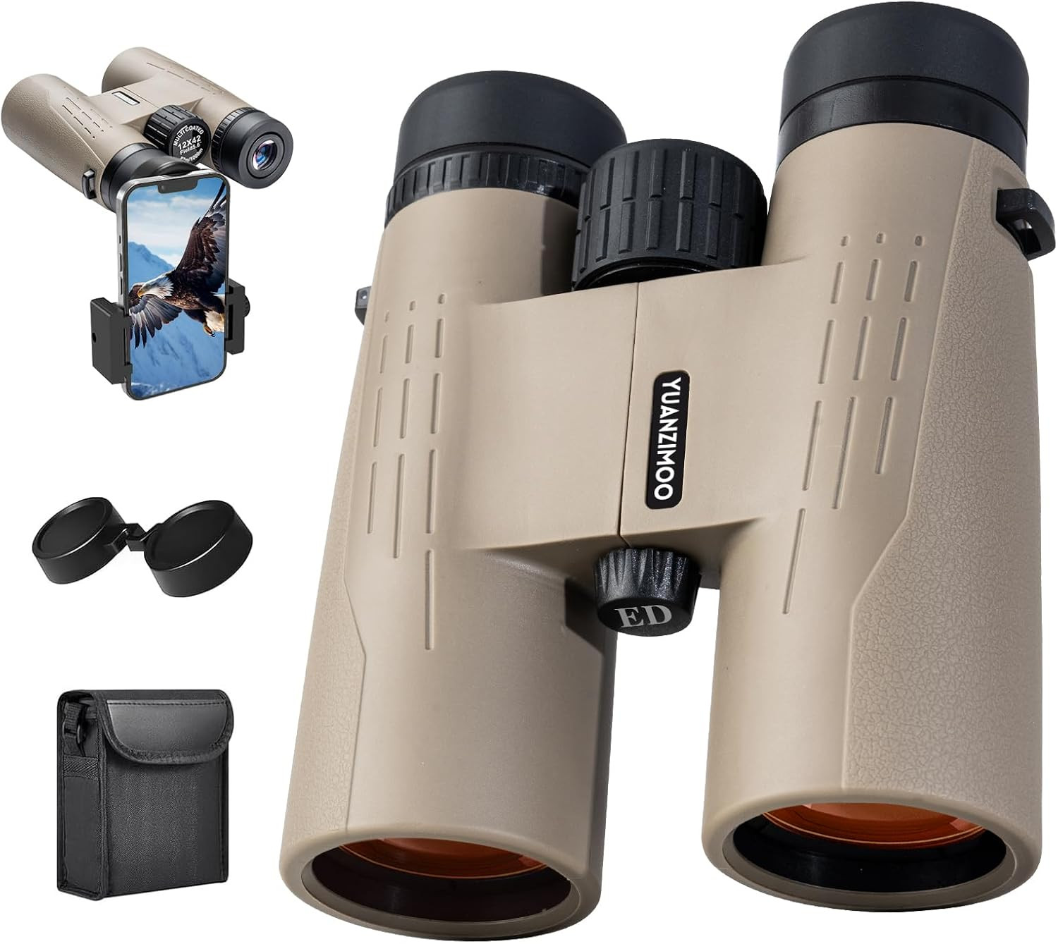 12X42 HD Binoculars for Adults High Powered Binoculars with Upgraded Phone Adapt