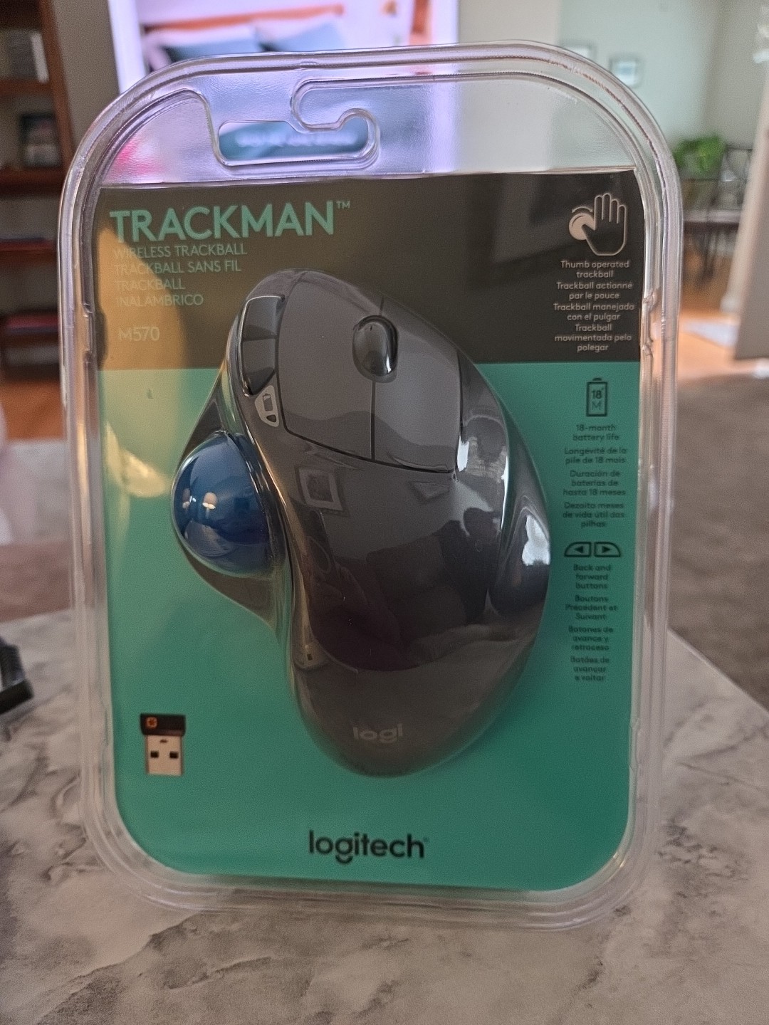 Logitech M570 Wireless Laser Trackball Mouse, Ergonomic, Thumb-Operated