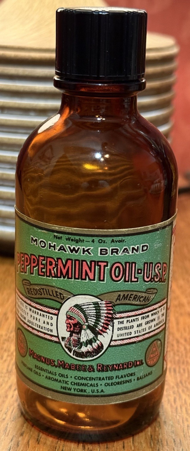 Vintage Mohawk Brand - 4oz. Empty Bottle Of Peppermint Oil