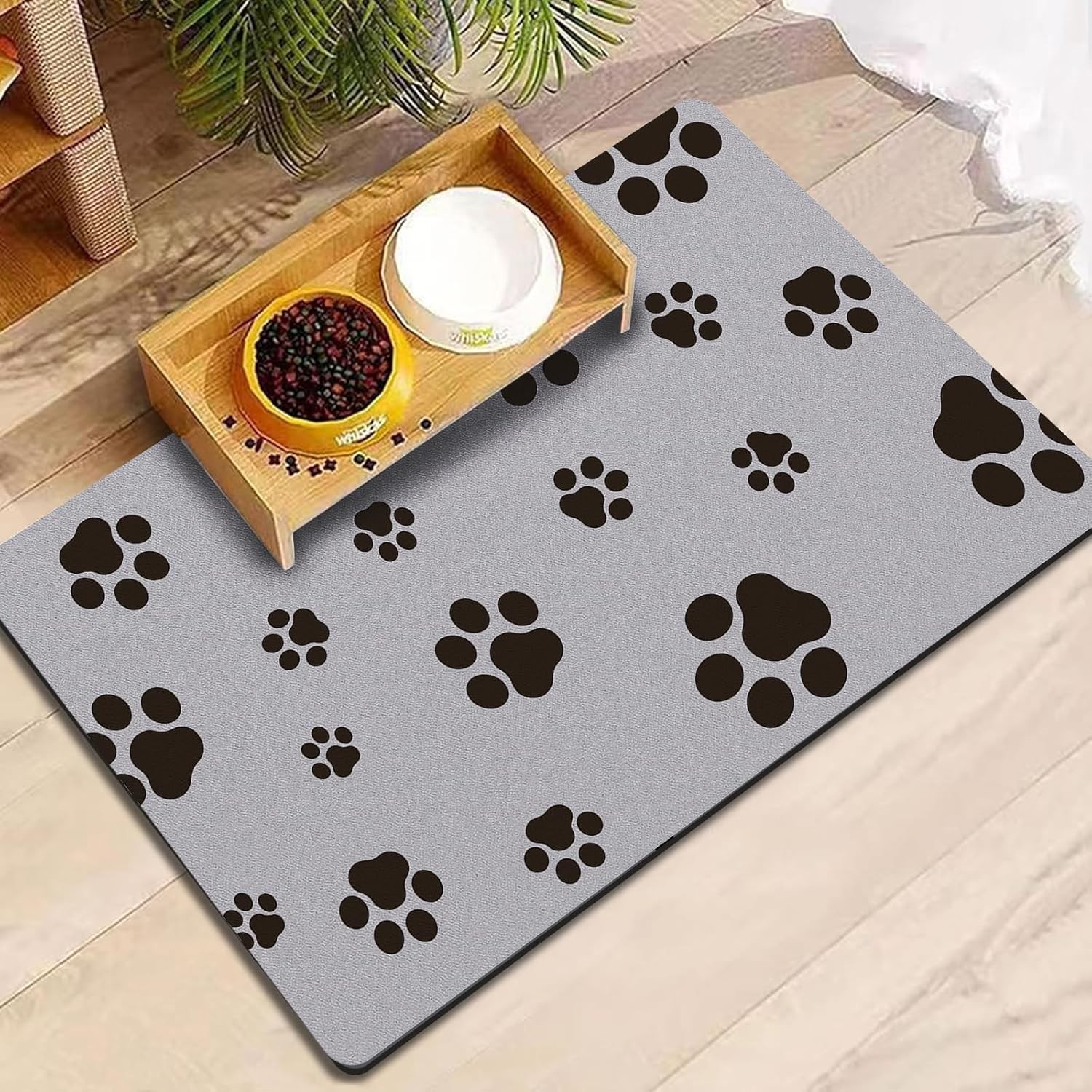 Pet Feeding Mat Dog Cat Food Mat for Floors Waterproof Food and Water Bowl Mats 