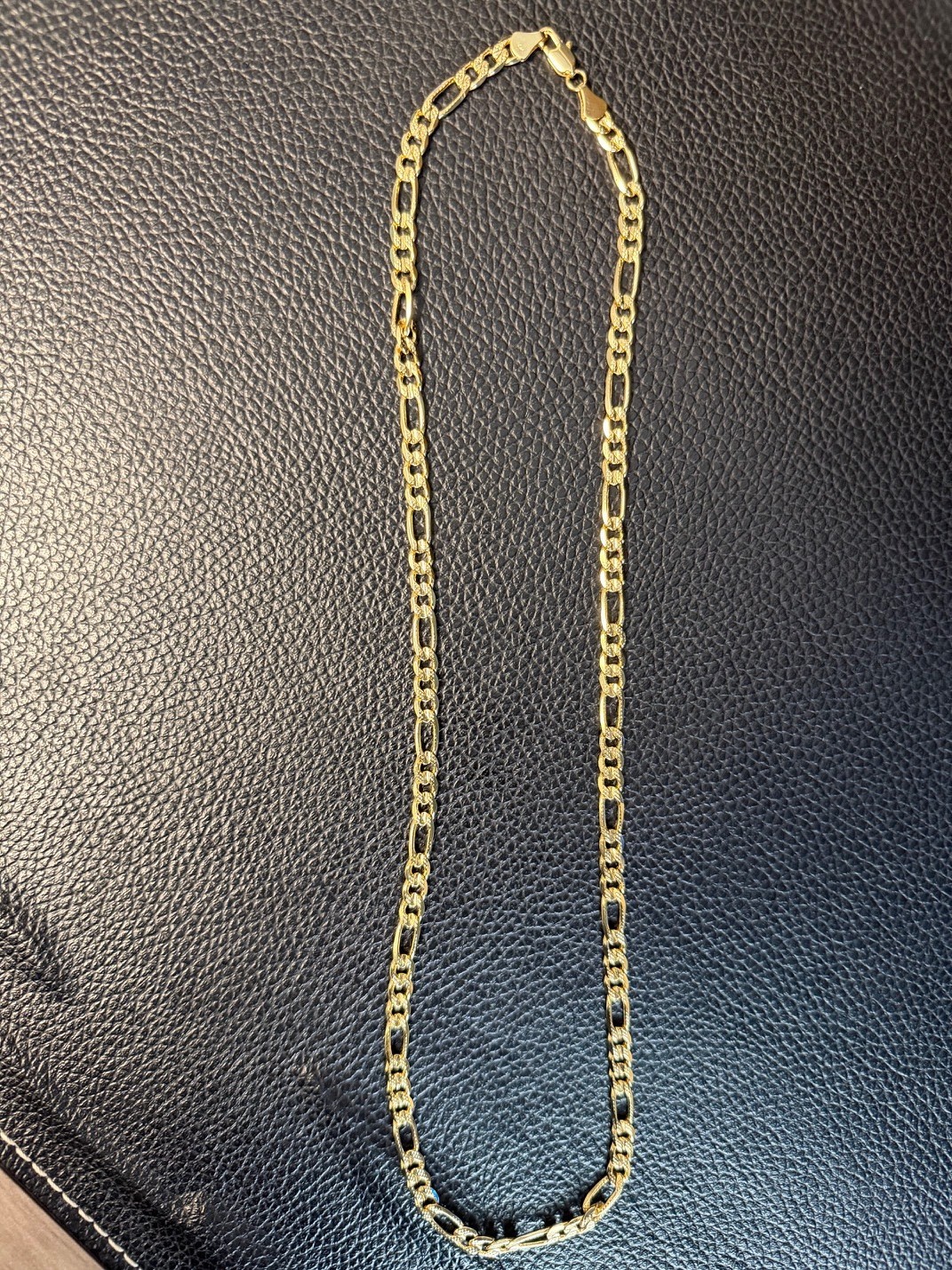 14K Gold Stamped Figaro Chain Necklace 24" Womens Mens BRAND NEW 21 Grams