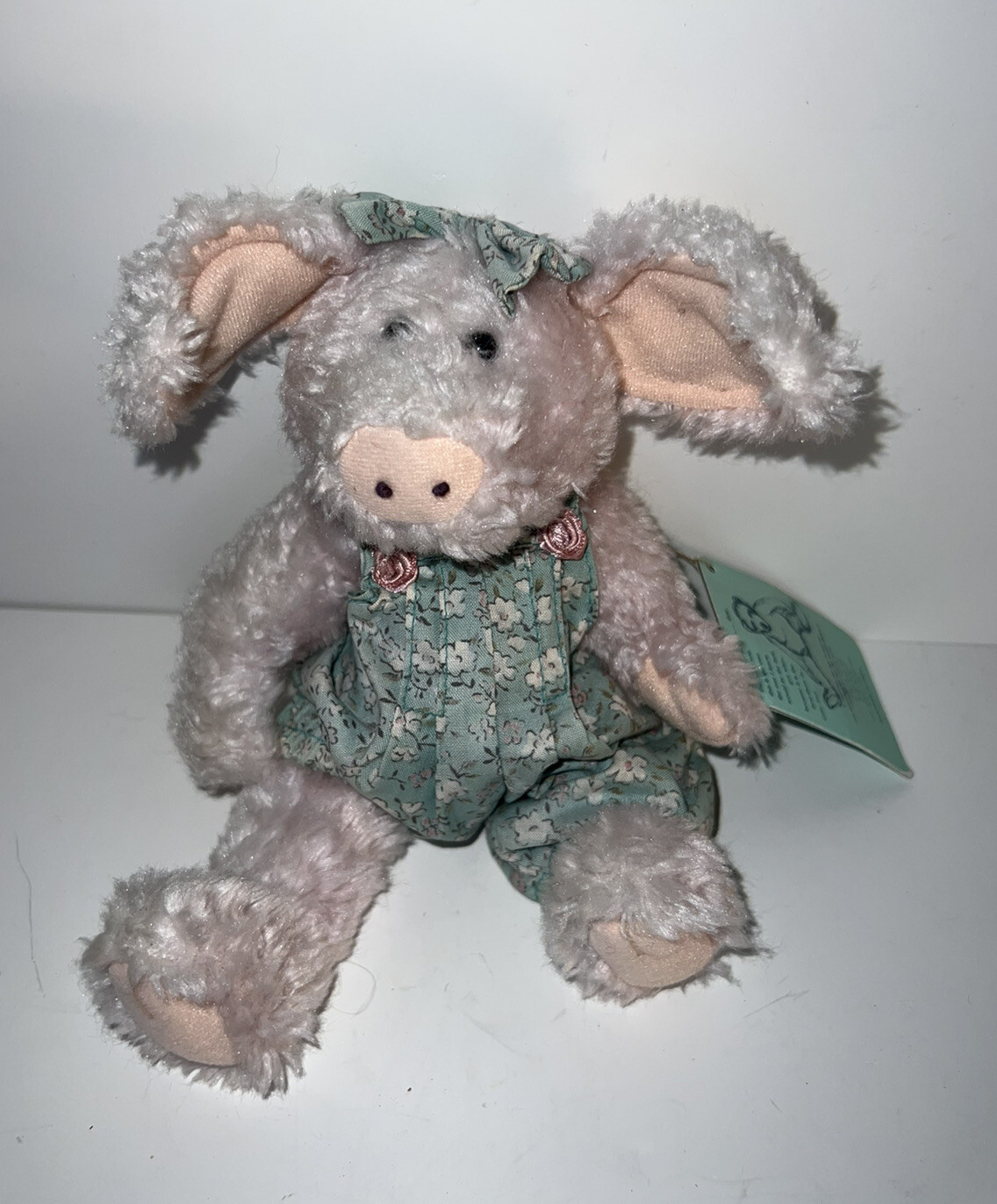 Boyds Pink PIG KAITLIN OVERALLS 8" Plush STUFFED 1985 TAG Karolyn Spring Vintage