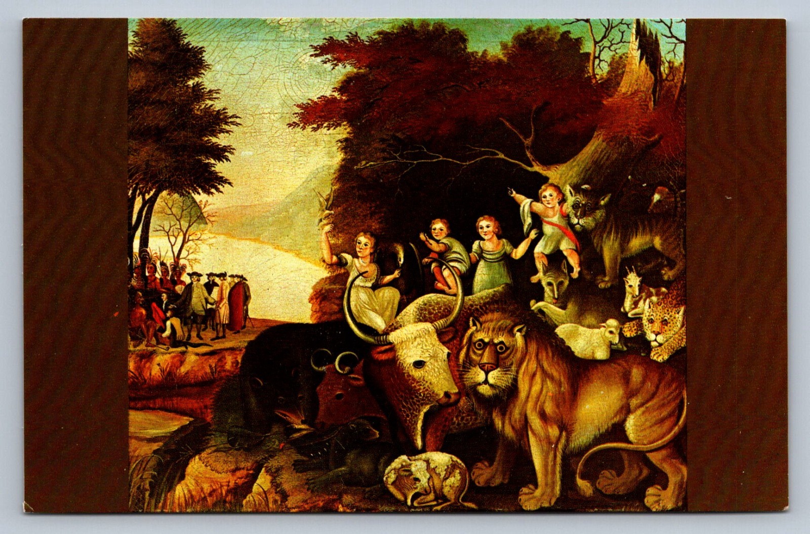 Postcard NY Cooperstown The Peaceable Kingdom Painting Edward Hicks  P652