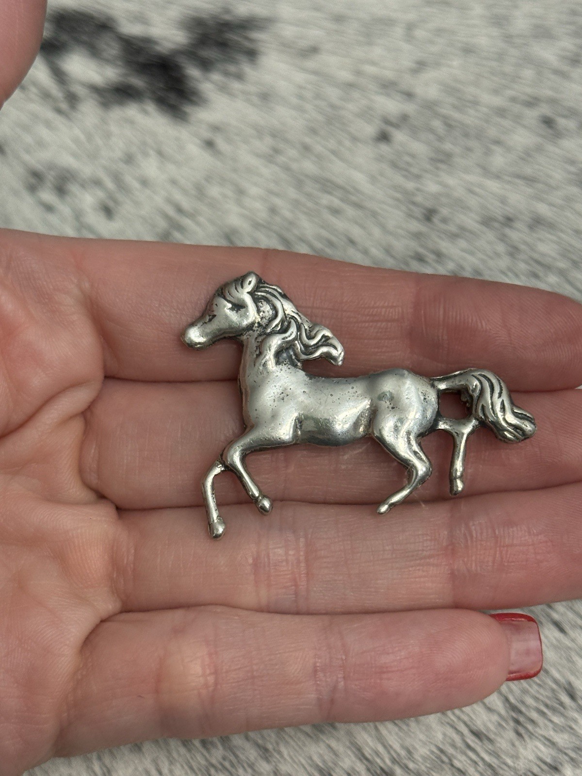Vtg Native Sterling Silver Running Horse Mustang Unicorn Equestrian Pin Brooch