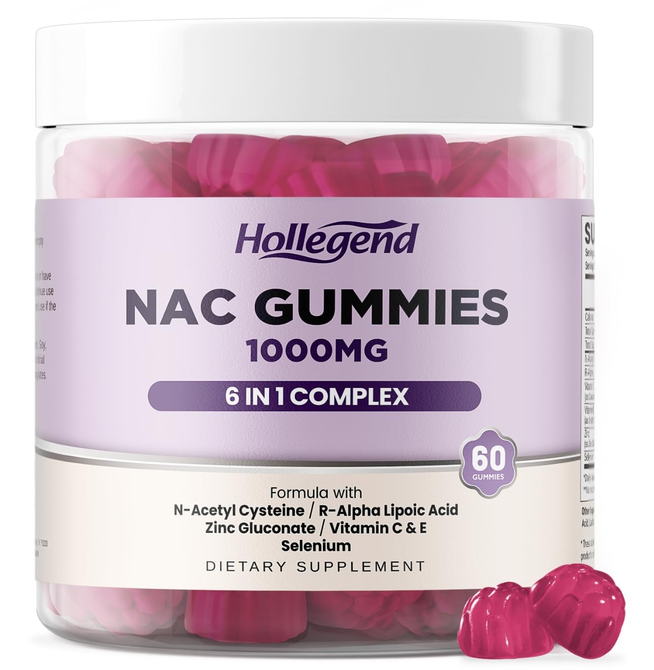 6 in 1 NAC Gummies, Chewable N Acetyl Cysteine 1000mg Supplement for Kids & A...