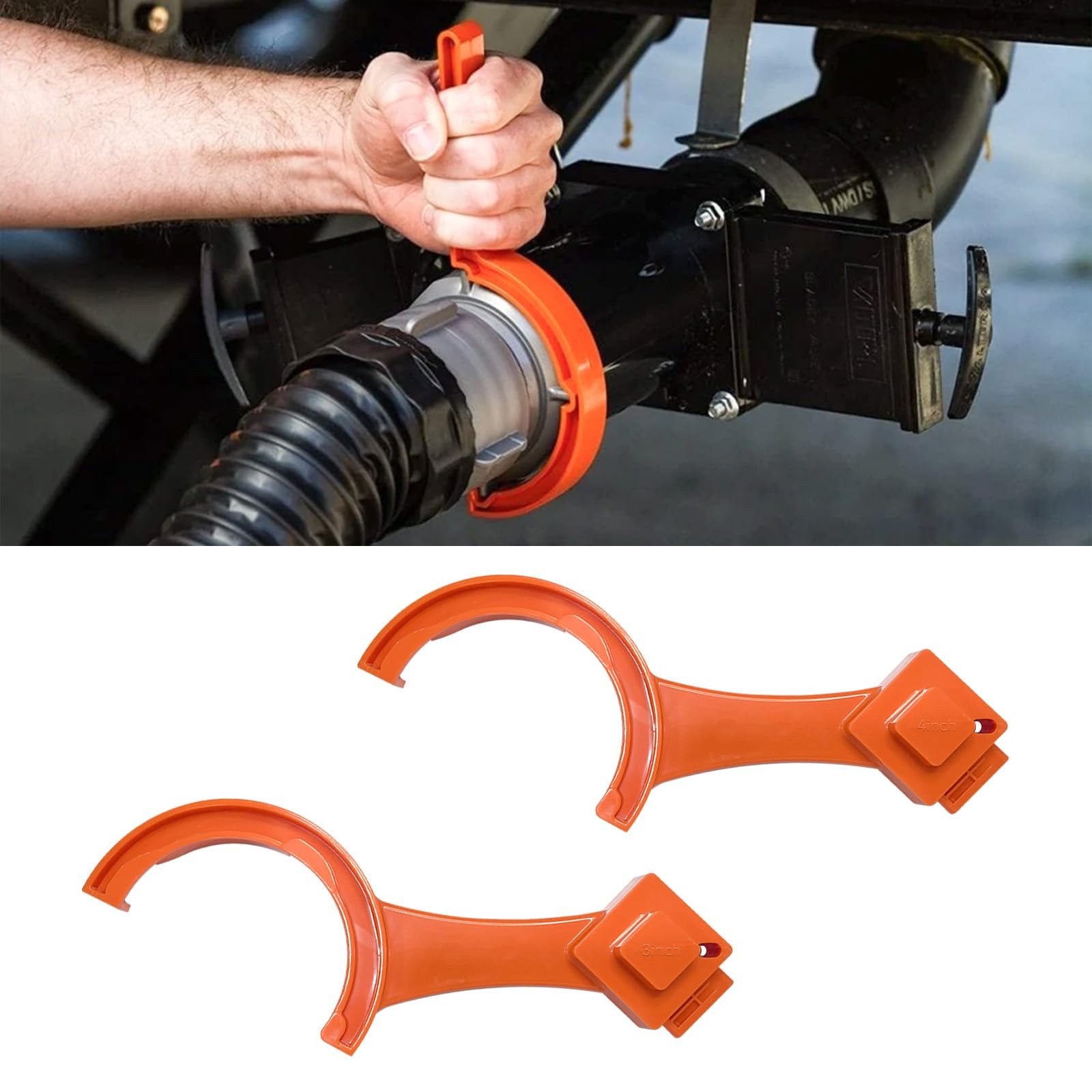 pvotawp 2-in-1 RV Sewer Hose Support & Wrench, 3 inches, 4 Orange 