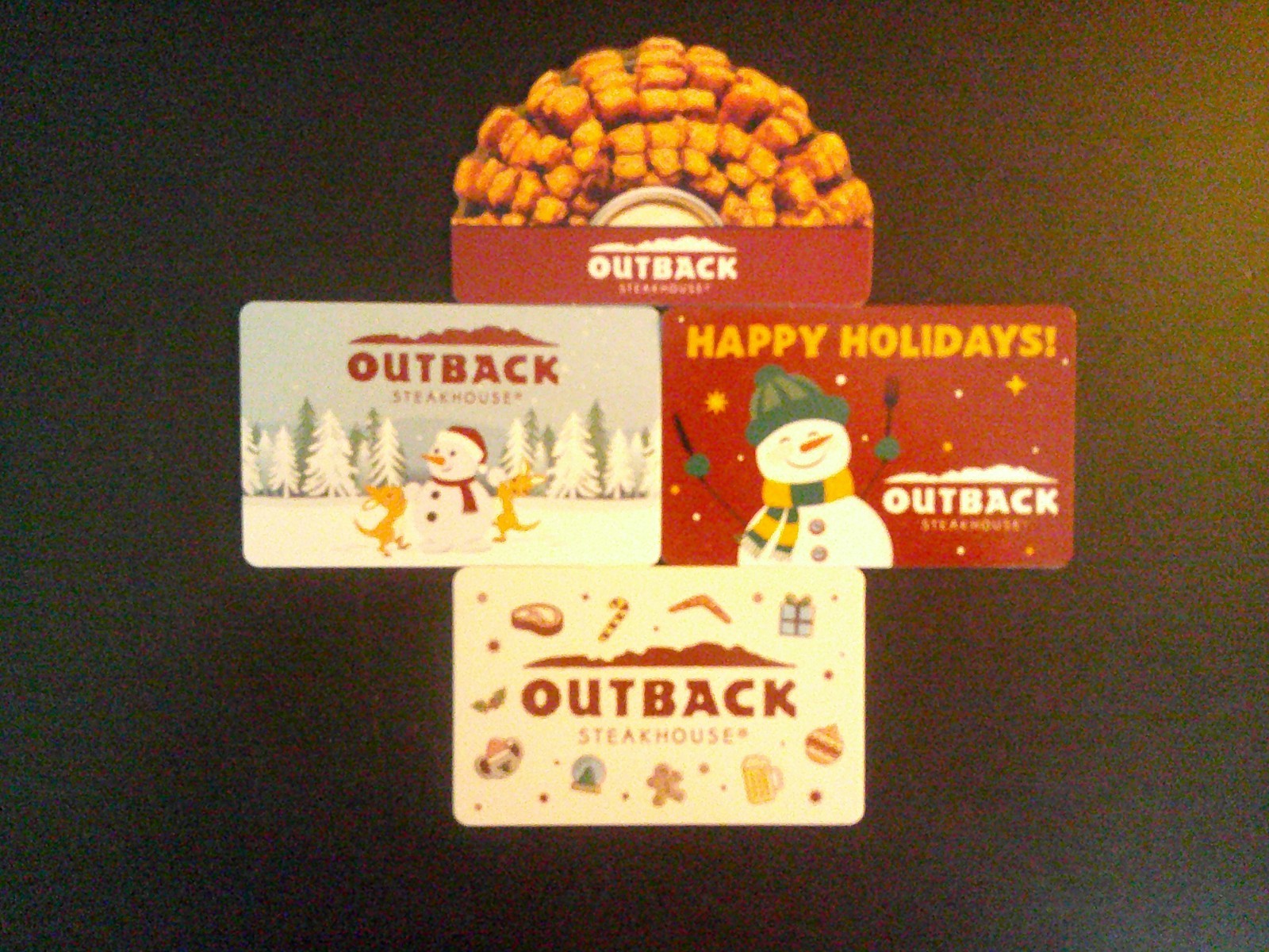 *OUTBACK STEAKHOUSE* LOT OF FOUR (4) ALL DIFFERENT COLLECTIBLE ONLY GIFT CARDS