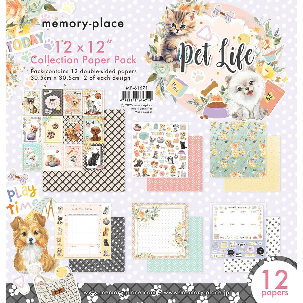 MEMORY PLACE  12  X 12  PAPER COLLECTION  -PET LIFE COLLECTION KIT - 2 PKG