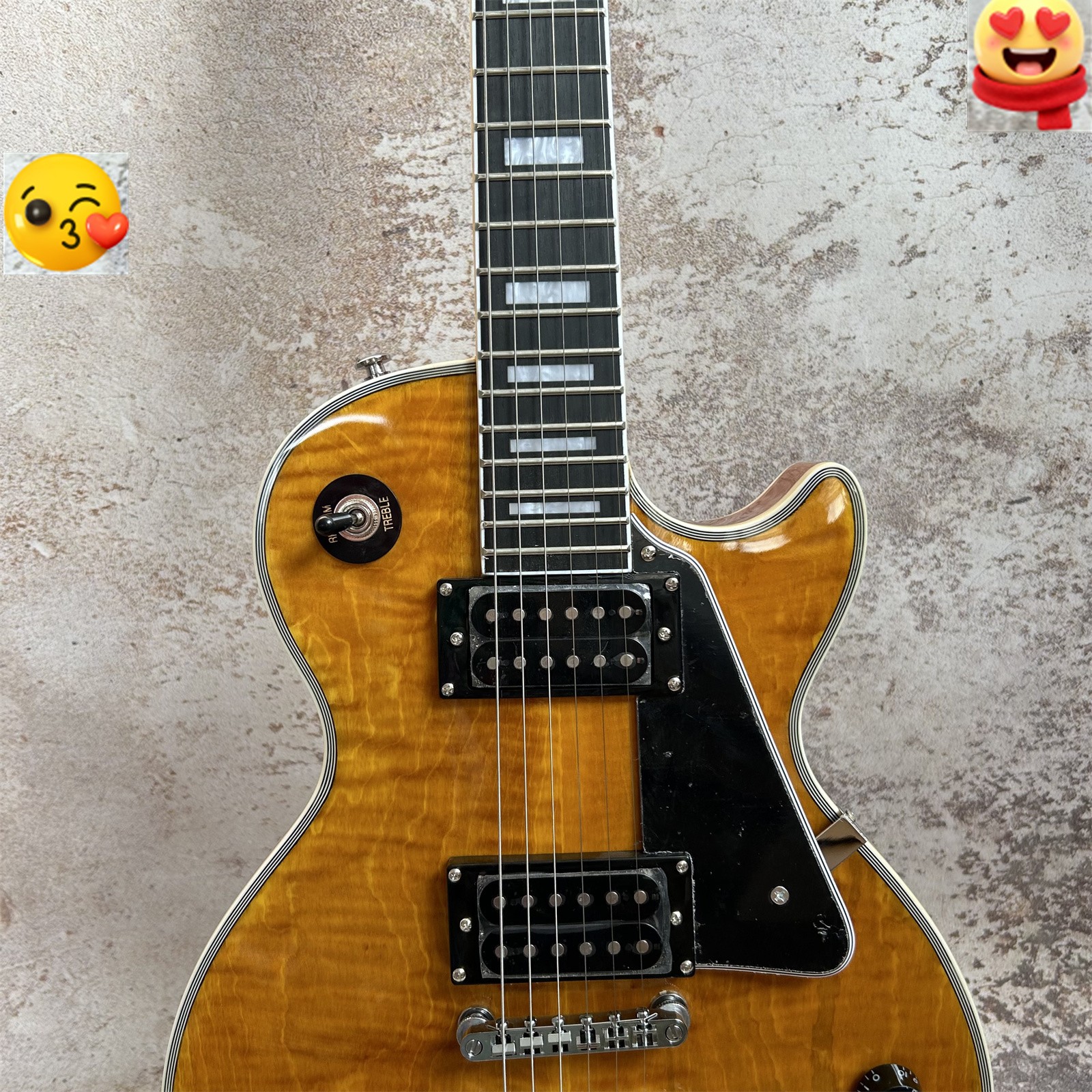 USA Shipment Orange Flame Maple Top Electric Guitar HH Pickups