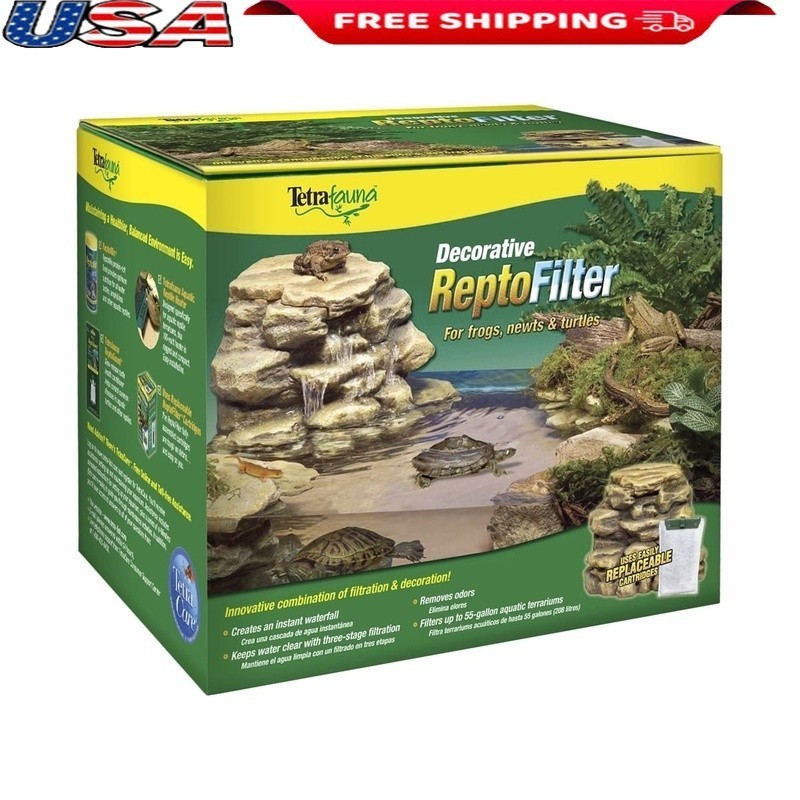 3-Stage Waterfall Filter Basking Platform Turtle Newt Frog Aquatic Tanks