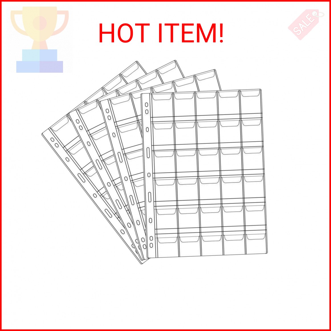 30 Pocket Coin Pages, 10 Sheets Plastic Coin Holders Stamp Collector Supplies fo