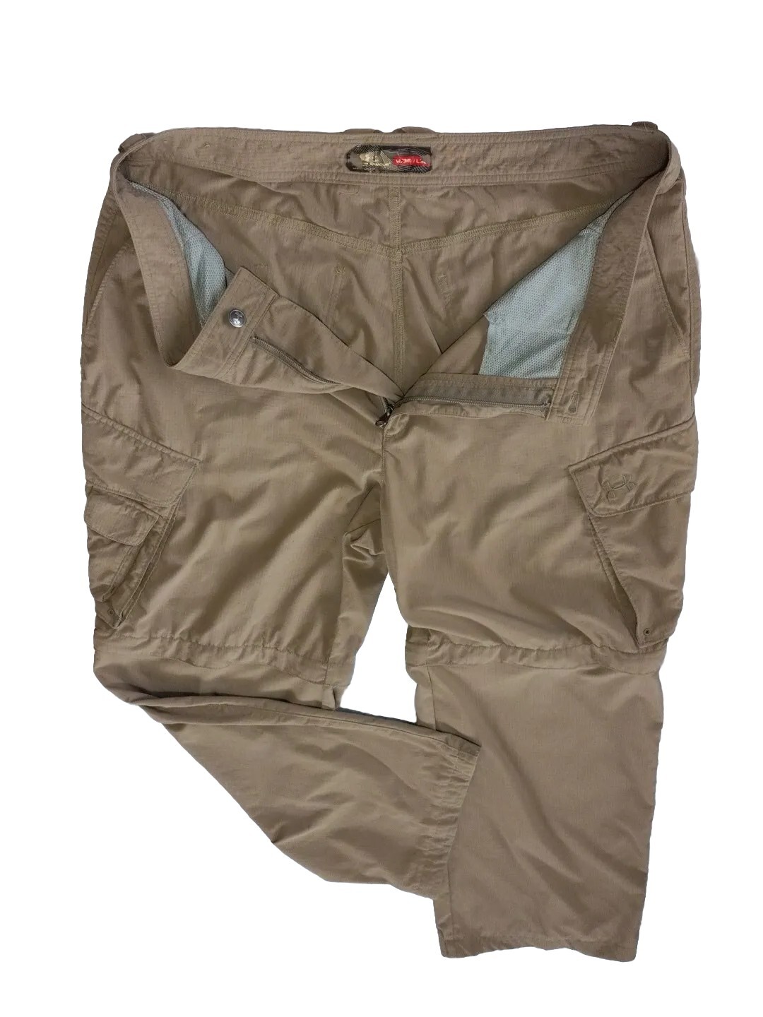 Under Armour Cargo Pants Regular Fit 38X30Brown Multiple Pockets Zip Detachable