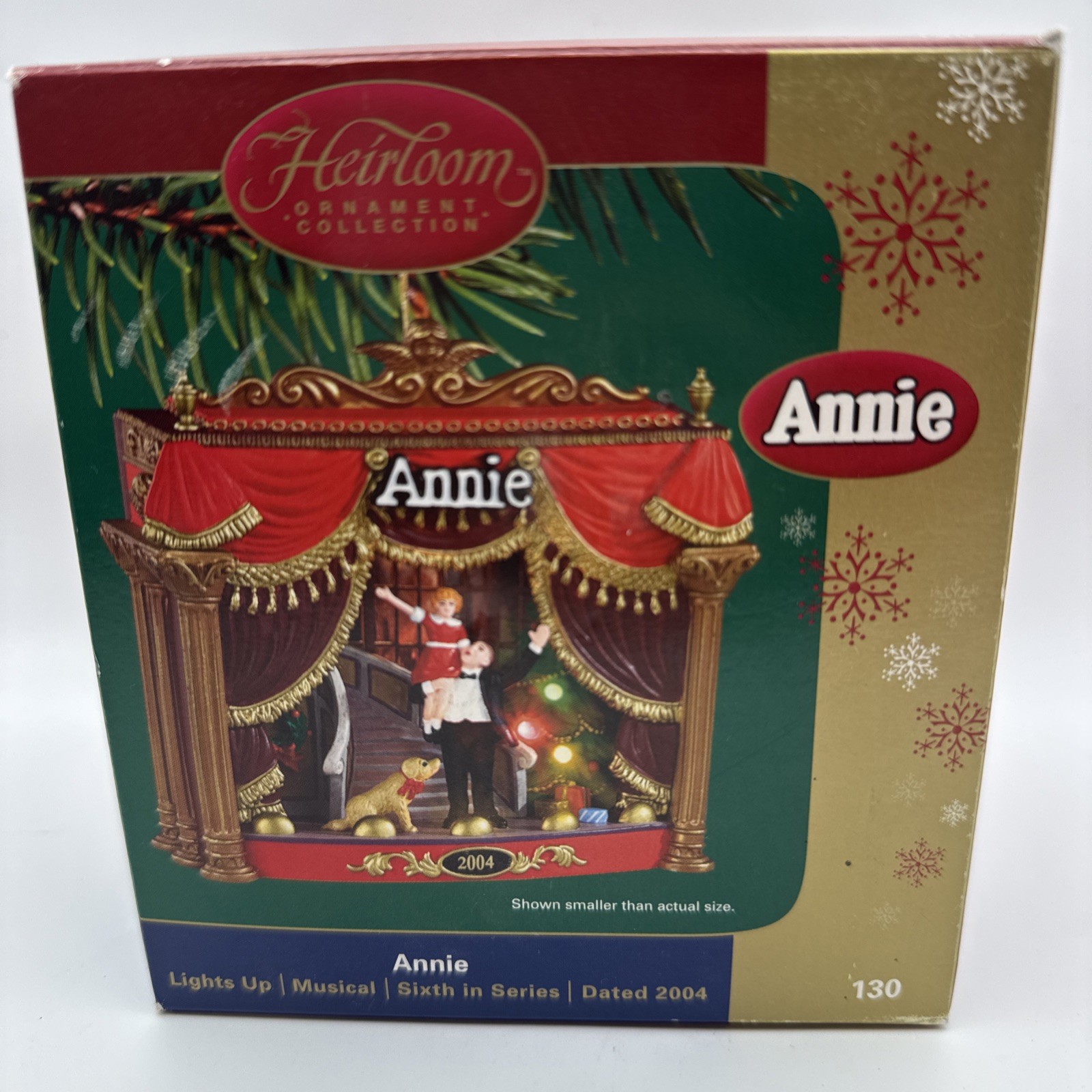 Carlton Cards Heirloom Annie Musical Ornament 2004 #6 Lights Up Sings NIB Tested