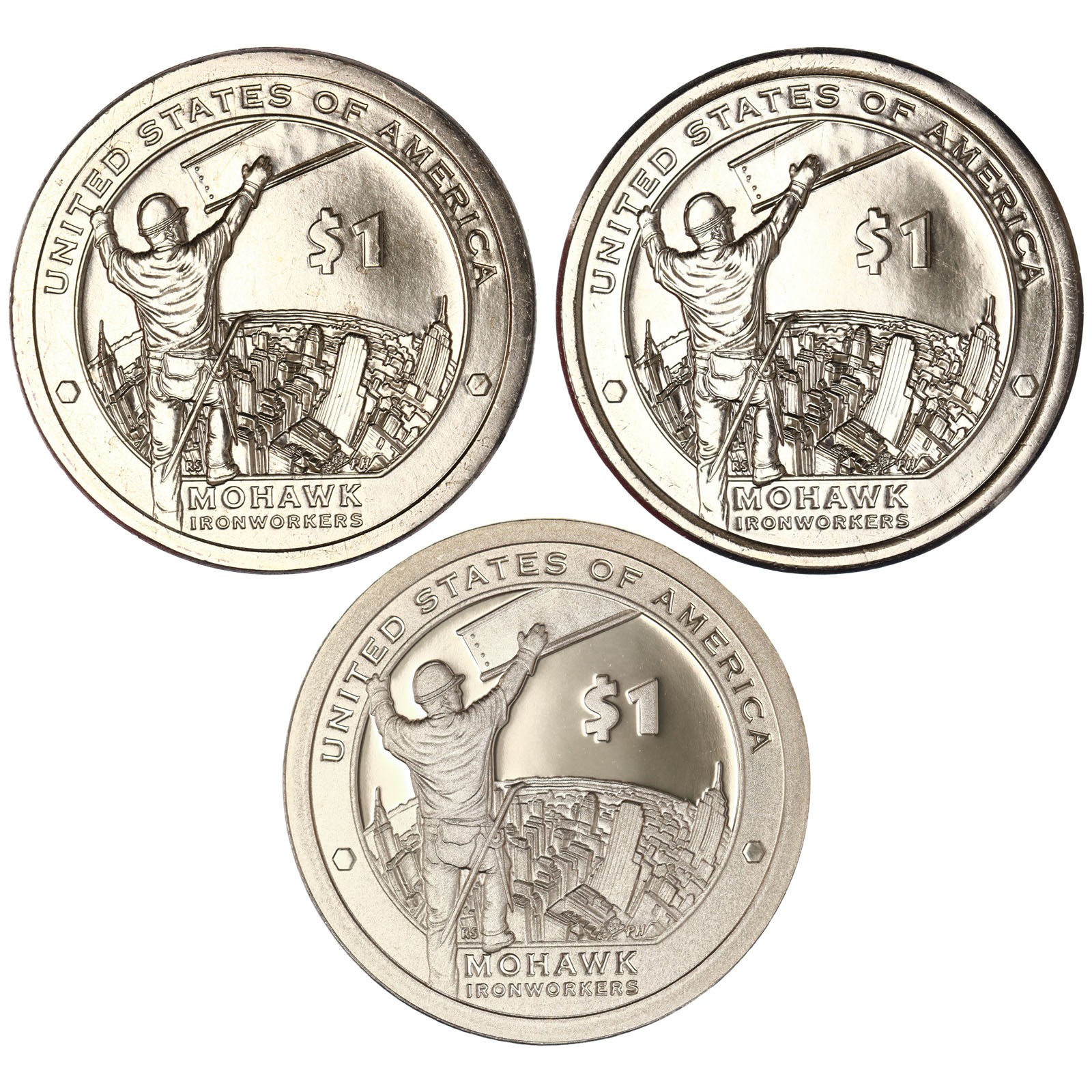 2015 P D S Native American Sacagawea Dollars BU & Gem Proof 3 Coin Set