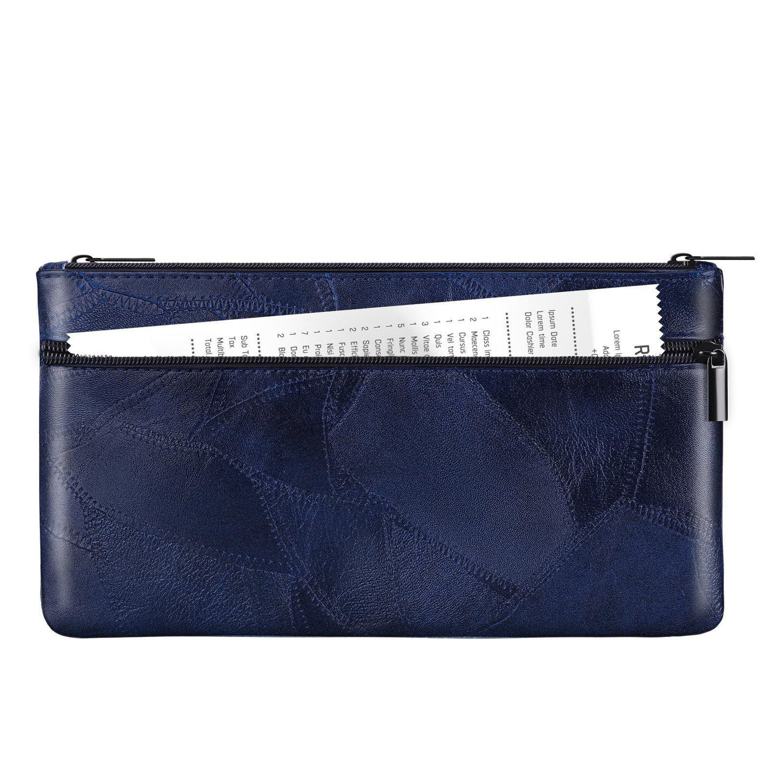 HAUTOCO Money Bag with Zipper 11 x 6.1 inch Embossed 1 Pieces, Royal Blue 