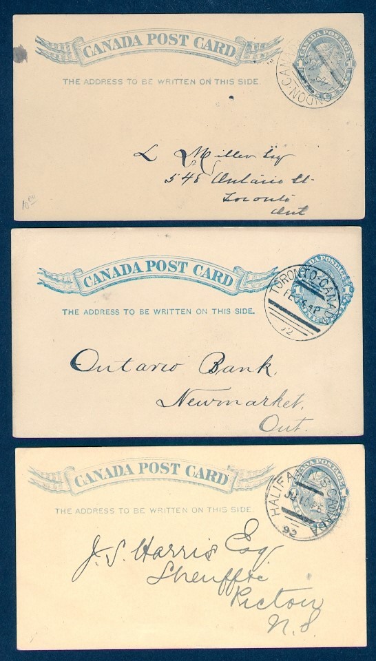 CANADA HALIFAX, TORONTO, LONDON SQUARE CIRCLE PRECURSORS ON 1c QV PC