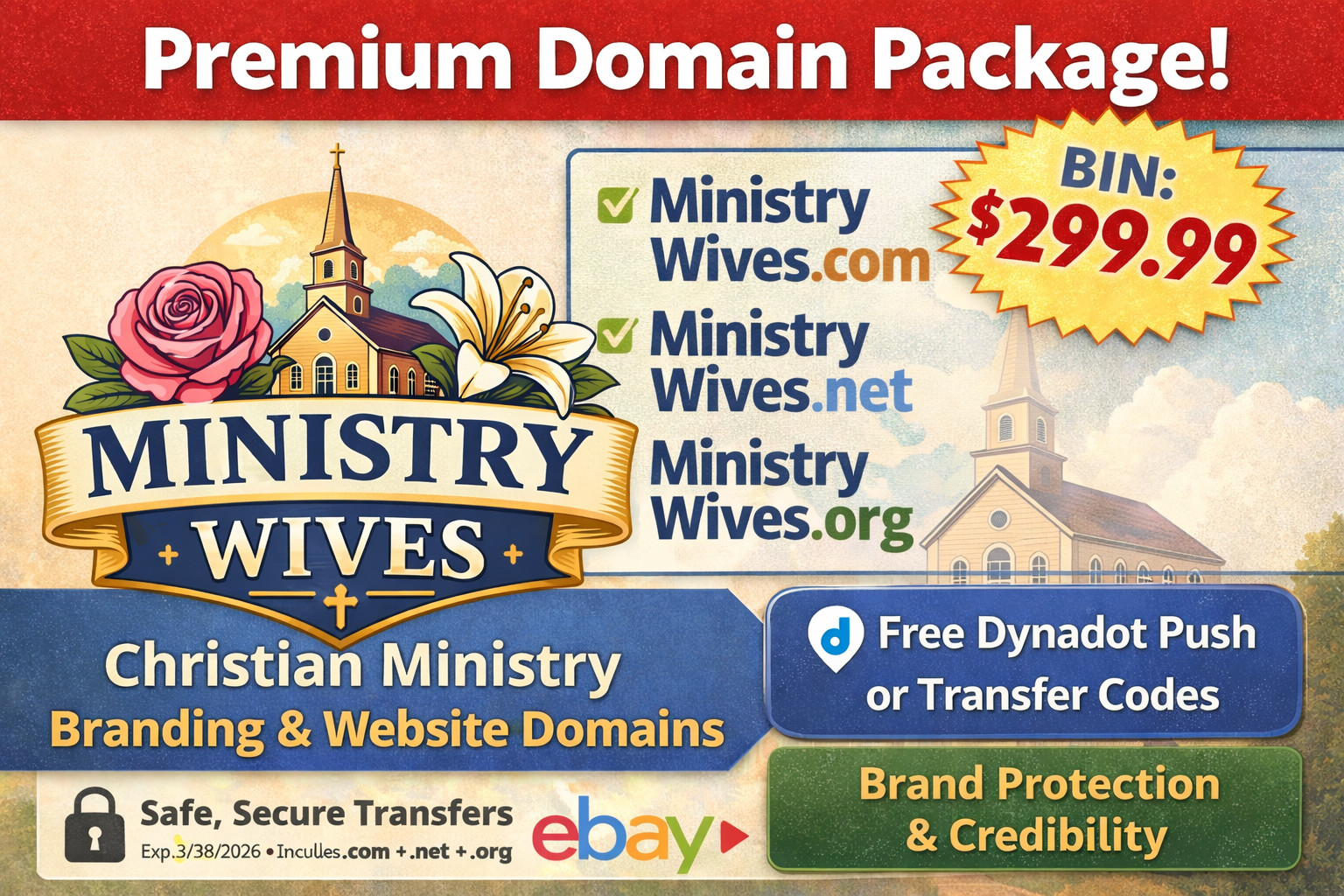 MinistryWives.com + .net + .org – Premium Christian Ministry Domain Bundle
