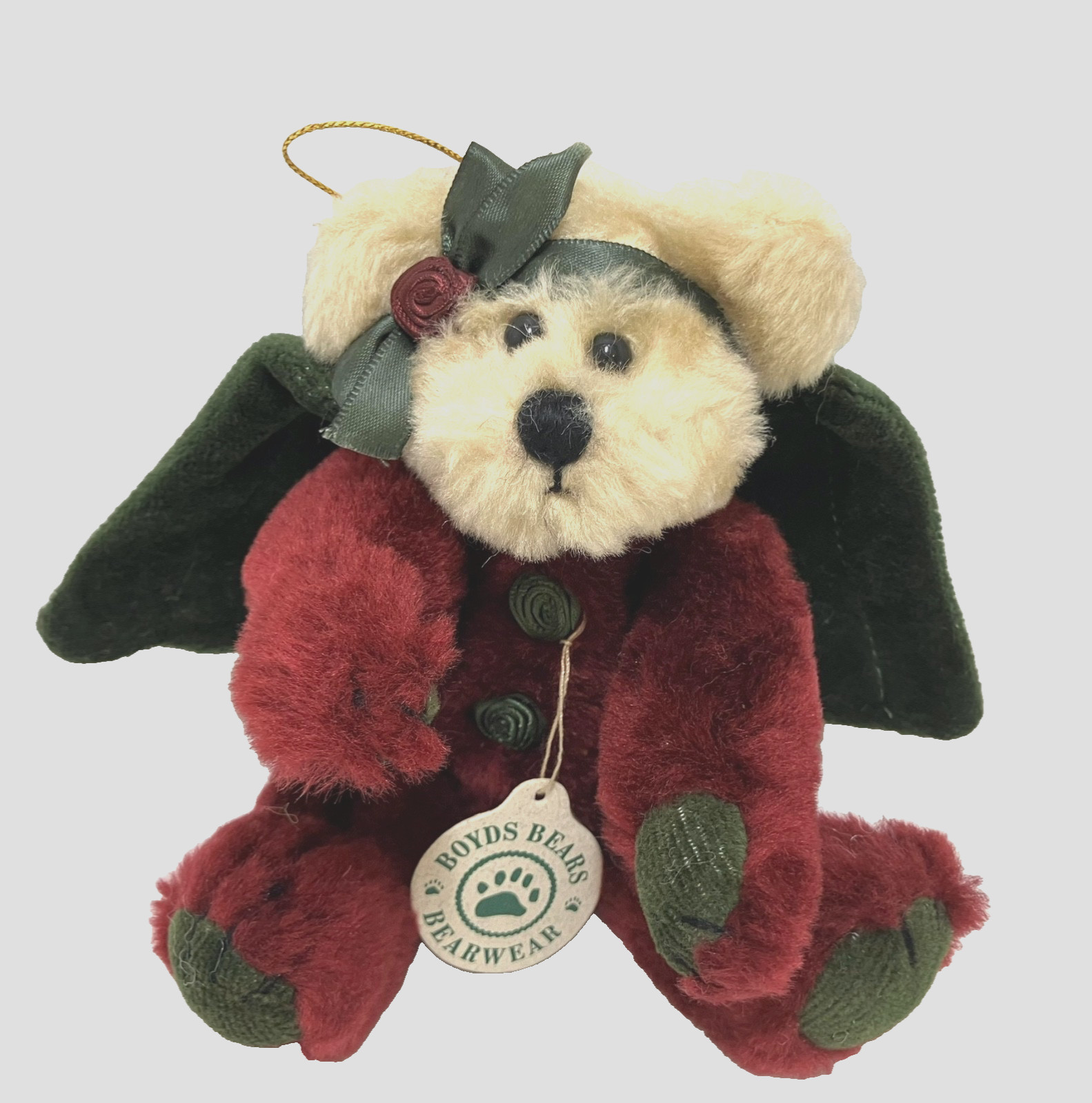 Vintage Boyds Bears Angel Teddy Bear Christmas 90s Jointed Plush Ornament 6"